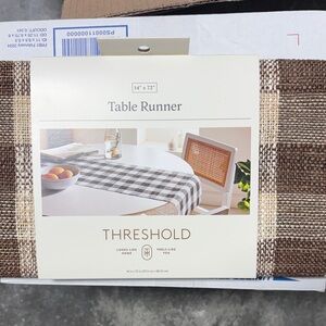 Threshold Checkered Brown and Cream Table Runner
